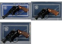 Three Smith & Wesson S&W Model 43 Airweight Revolvers