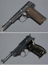 Two European Military Semi-Automatic Pistols with Holsters
