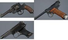 Three Japanese Handguns with Holsters