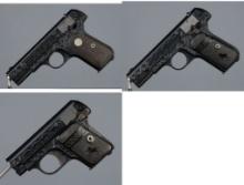 Three Engraved Colt Pocket Pistols