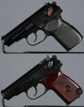 Two Makarov Pattern Semi-Automatic Pistols with Holsters