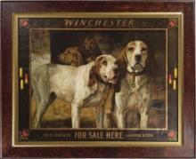 Framed Winchester Henry R. Poore "Bear Dogs" Advertising Print