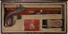 Cased W.H. Smith New York Percussion Saw-Handle Dueling Pistol