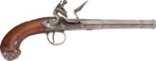 Silver Mounted Hawkins "Queen Anne" Flintlock Pistol