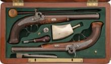 Cased Pair of Engraved German Blancke Dueling/Target Pistols