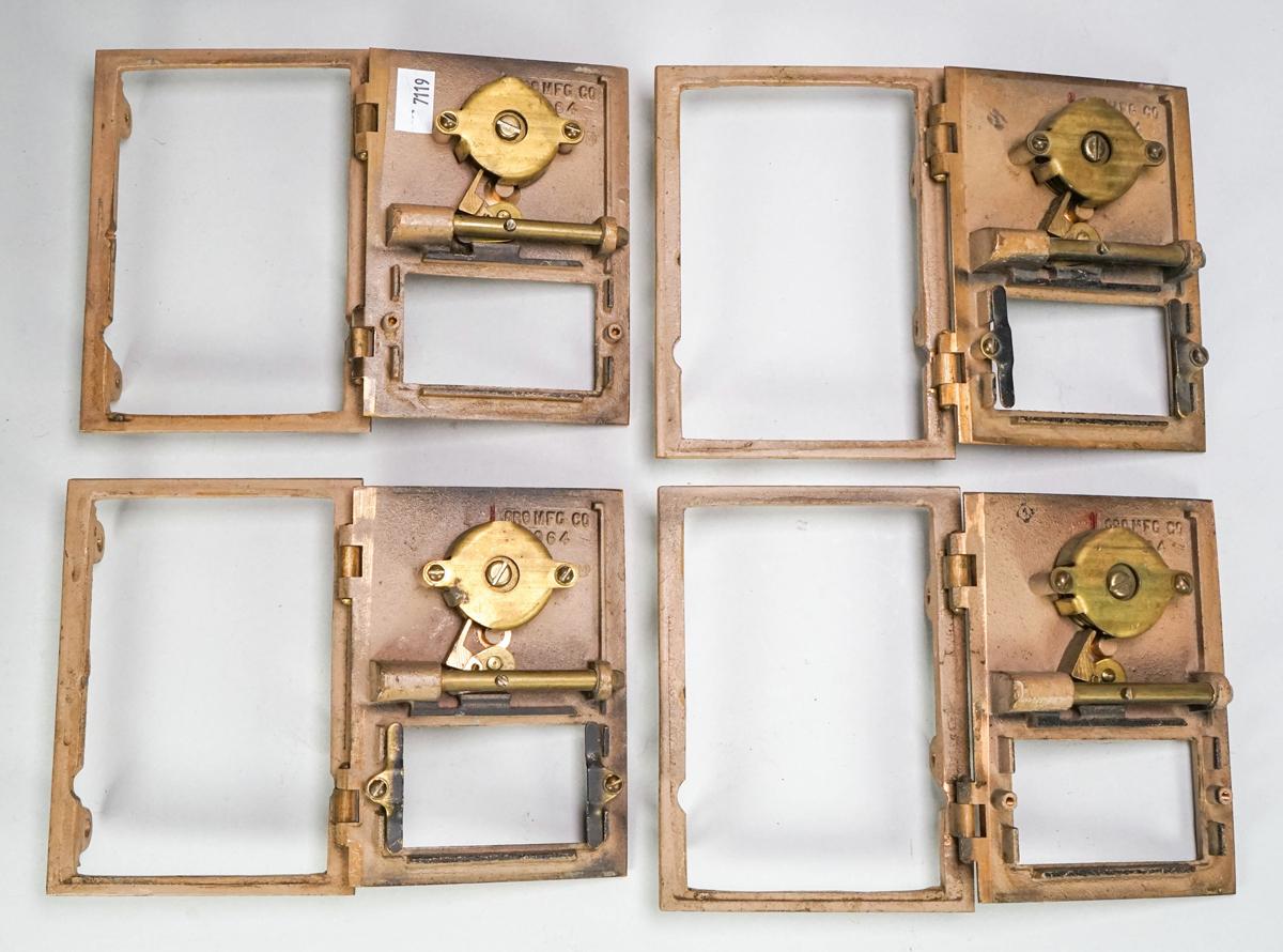 4 Vtg Brass Post Office Doors By Oro Mfg.