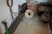 2 Engine Blocks, Trans Case & Green Metal Stand - Scrap Metal