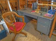 Metal Desk w/ Wood Office Chair