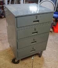 4 Drawer Metal Storage Cabinet on Casters