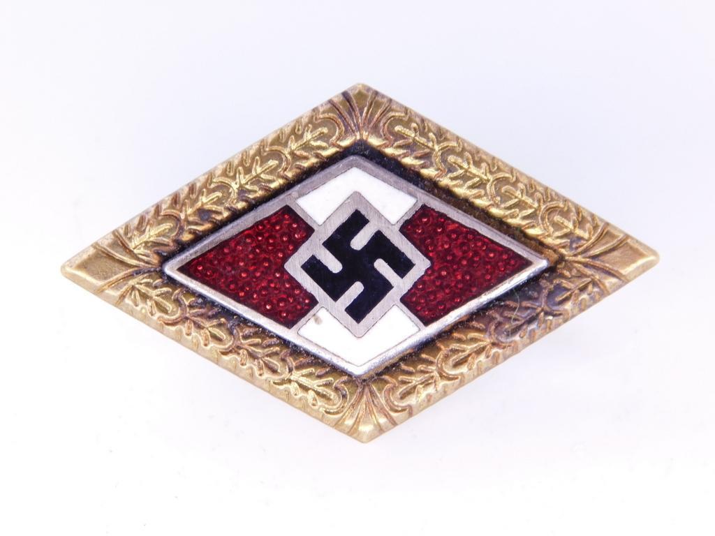 German WWII Hitler Youth HJ Golden Leader Badge