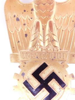 German WWII Gold DR FRITZ TODT Eagle Decoration