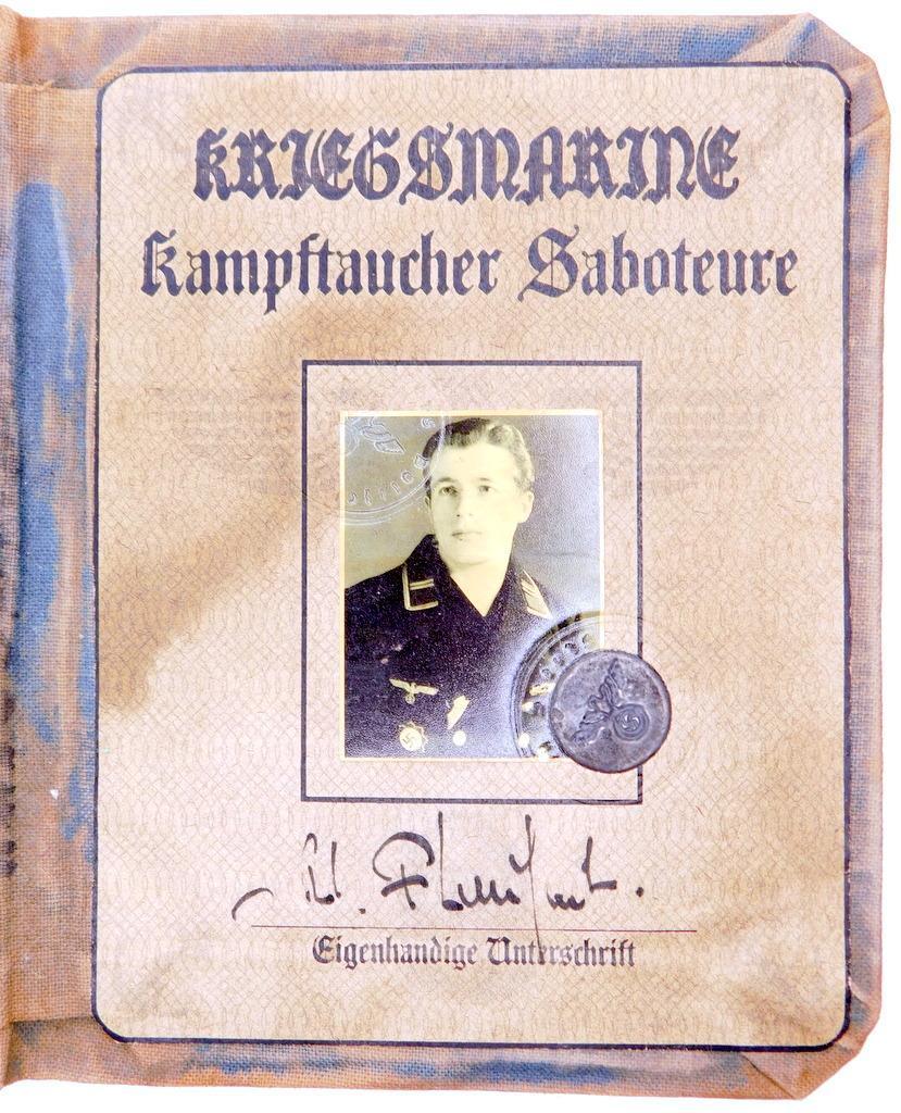 German WWII Naval Kriegsmarine Deep Sea Diver Identification Booklet