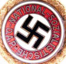 German WWII Political NSDAP Swastika Golden Party Badge