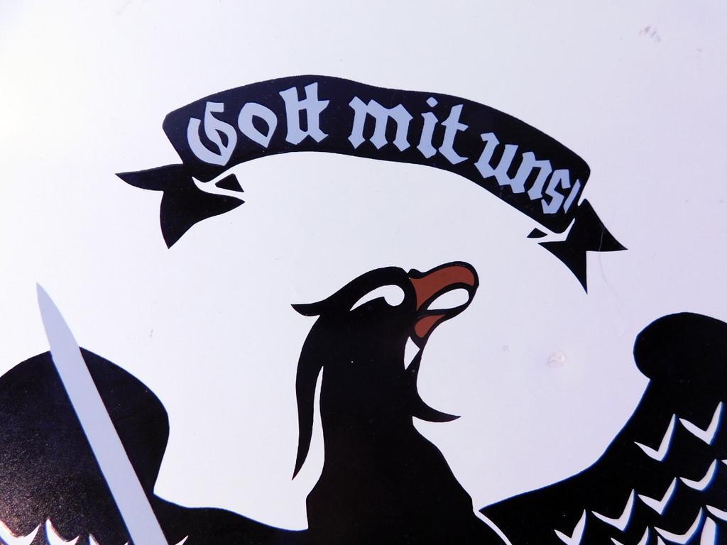 German WWII Eagle Gott mit uns Porcelain Wall Sign