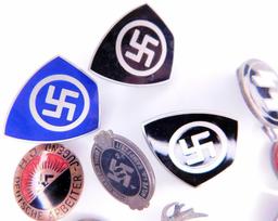 German WWII Enameled Party Lapel Badges, Fifteen (15)