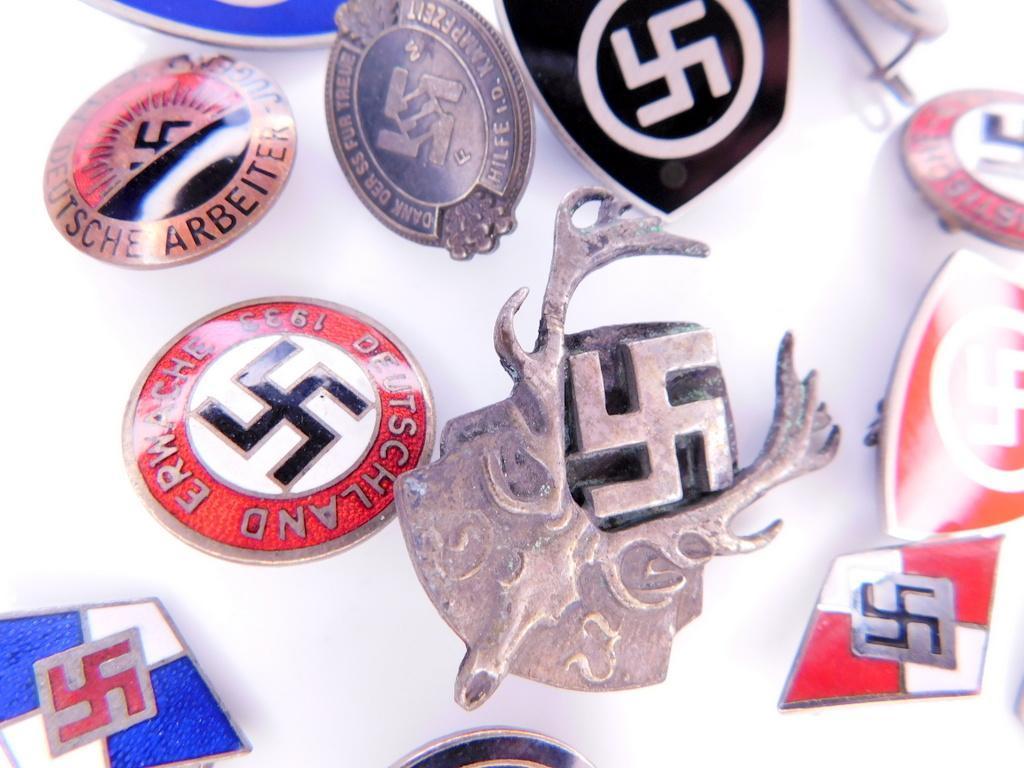 German WWII Enameled Party Lapel Badges, Fifteen (15)