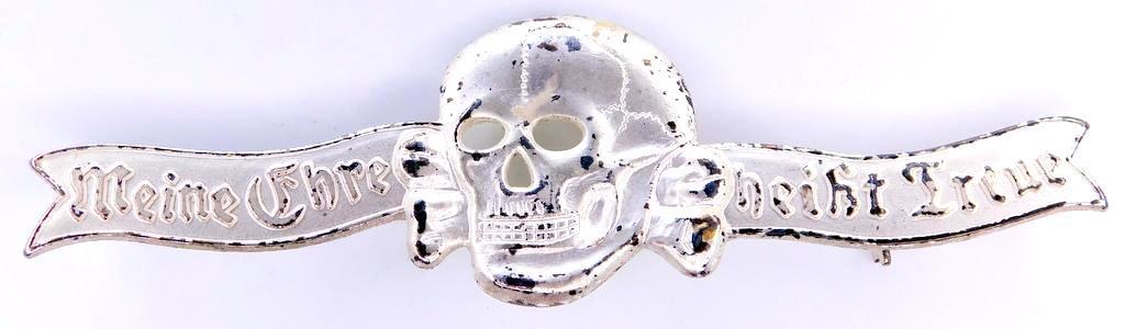 German WWII Waffen SS Skull Breast Badge with motto