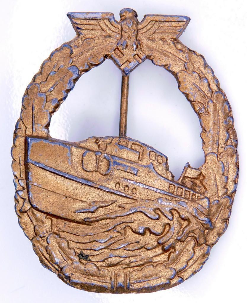 German WWII Naval Kreigsmarine 1st Model E Boat Badge