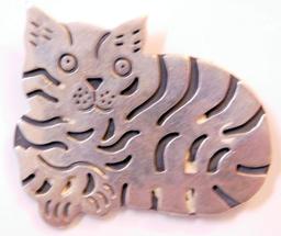 Grouping of Sterling Silver Cat Pendants, (3)