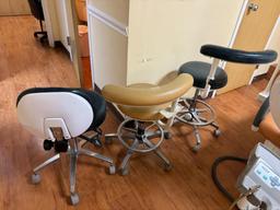 (2) DENTIST STOOLS AND (1) DENTAL ASSISTANT STOOL