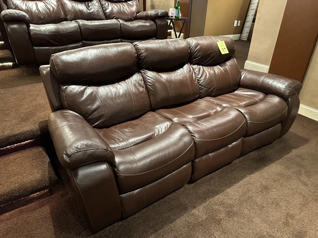 LEATHER RECLINING COUCH - MANUAL