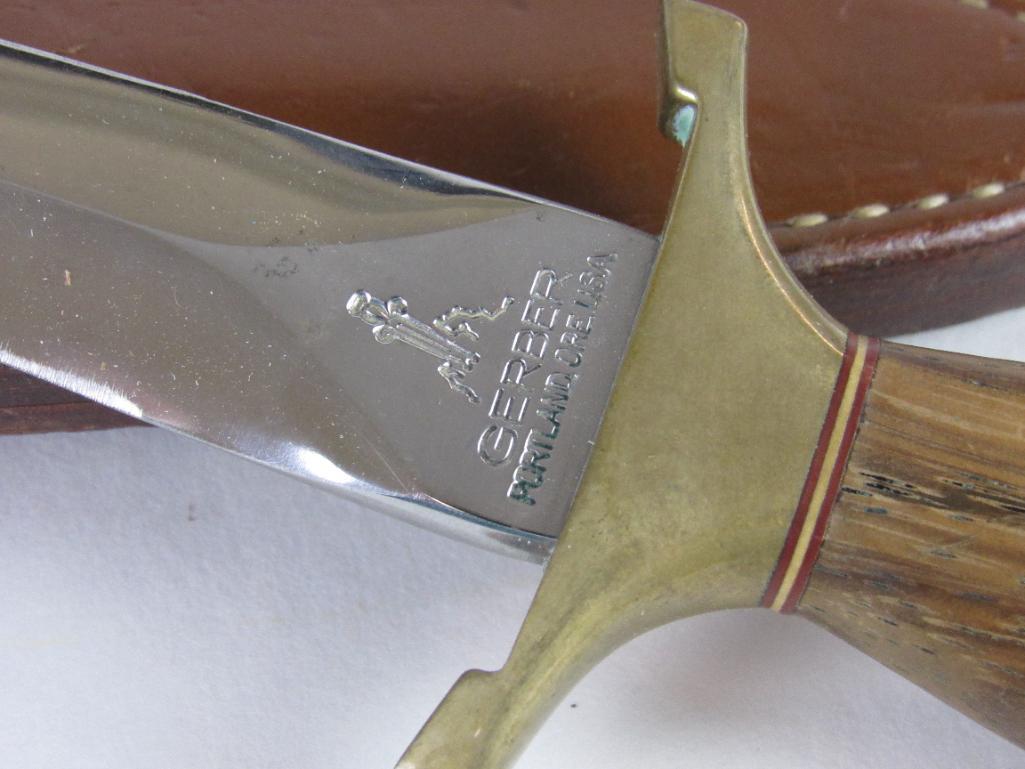 Excellent Vintage Gerber #001688 Boot Knife/ Dagger in Orig. Sheath