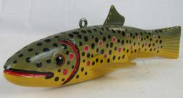 Excellent Signed Rick Thayer (Michigan) Hand Carved Brown Trout Ice Fishing Decoy