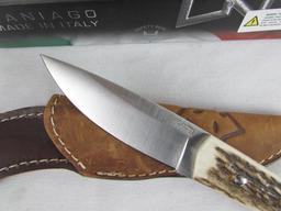 Fox 639CE Fixed Blade Knife w/ Stag Handle w/ Sheath in Box Unused