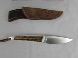 Fox 639CE Fixed Blade Knife w/ Stag Handle w/ Sheath in Box Unused