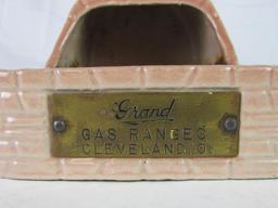 Antique "Grand Gas Ranges" Cleveland, OH Cast Iron Advertising Match Holder/ Porcelain Enameled