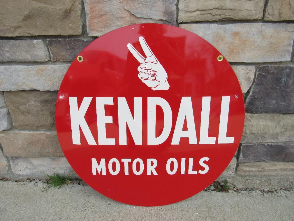 Vintage 1960's Kendall Motor Oil Dbl. Sided Steel 24" Sign