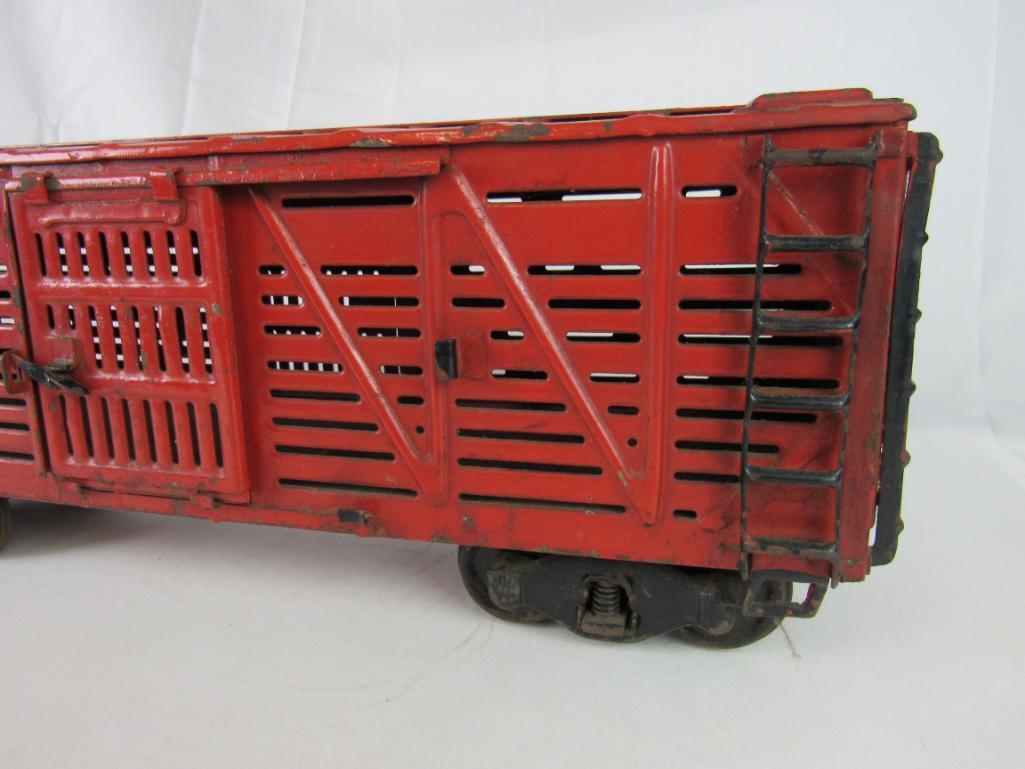 Antique 1920's Buddy L Outdoor Train Pressed Steel Cattle Car