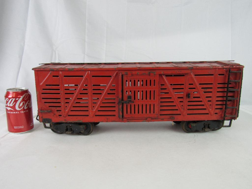 Antique 1920's Buddy L Outdoor Train Pressed Steel Cattle Car