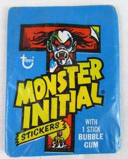 Vintage 1974 Topps Monster Initial Stickers Sealed Wax Back