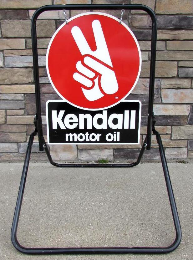 Vintage NOS Kendall Motor Oil Dbl. Sided Diecut Metal Curbside Sign