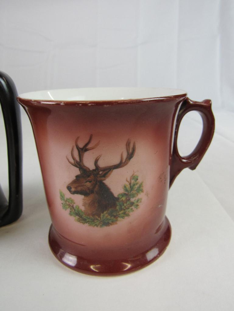 Group of (2) Antique Stag Tankard/Mugs