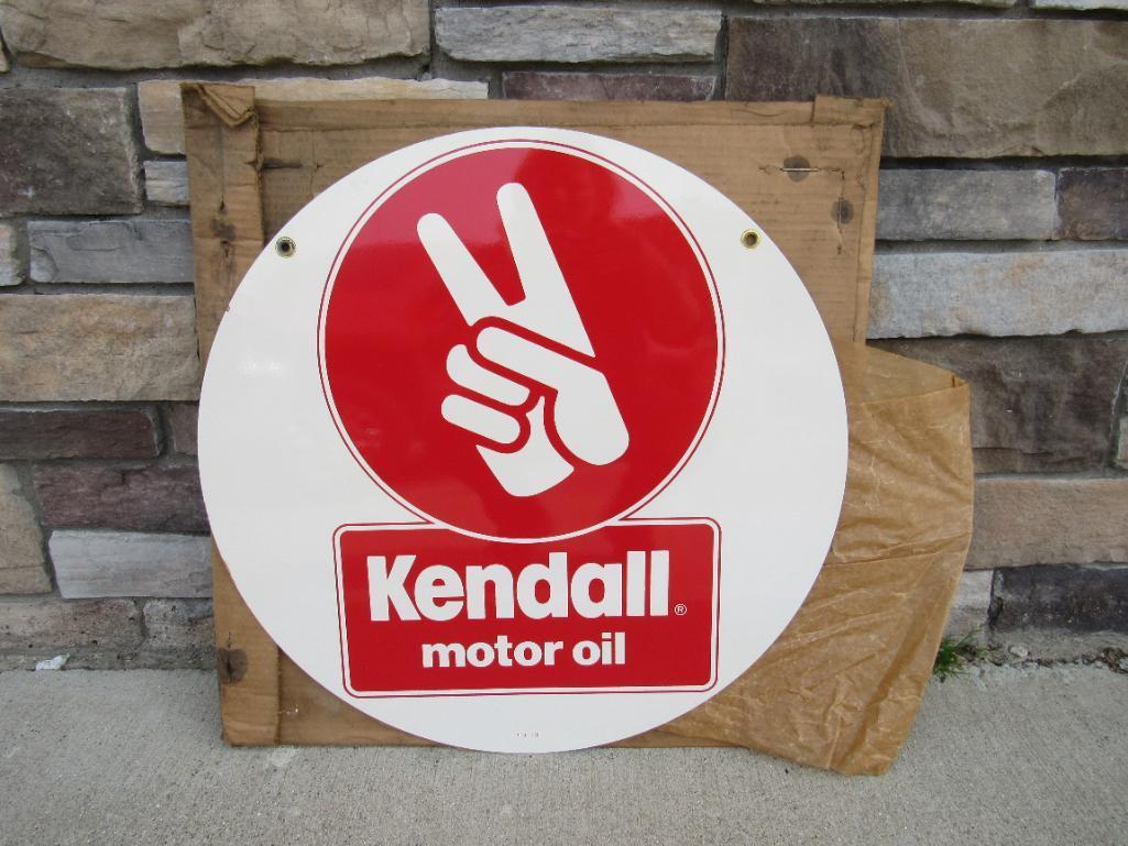 Vintage 1960's Kendall Motor Oil Dbl. Sided Steel 24" Sign (Canadian Version)
