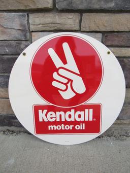 Vintage 1960's Kendall Motor Oil Dbl. Sided Steel 24" Sign (Canadian Version)