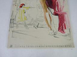 Artists Sketch Pad 1951 Pin-Up Calendar