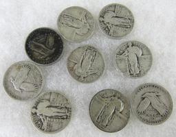 Walking Liberty Silver Quarter Mixed Date Group of (9)