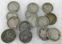 Barber Silver Quarter Mixed Date Group of (14)
