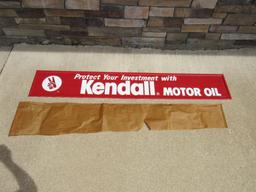 Vintage NOS Kendall Motor Oil Embossed Metal 6ft Horizontal Metal Sign (Grace)
