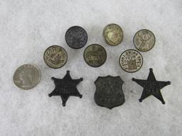 Lot (9) Antique 1920's Cracker Jack Metal Lapel Buttons
