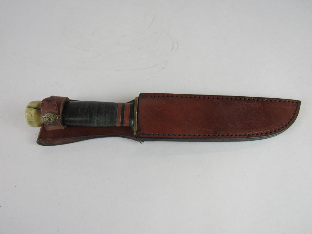 Antique Marbles MSA Gladstone Mich Fixed Blade Knife w/ Stag Pommel