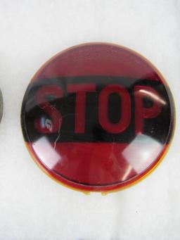(2) Antique Ruby "STOP" Automobile Glass Tail Light Lenses