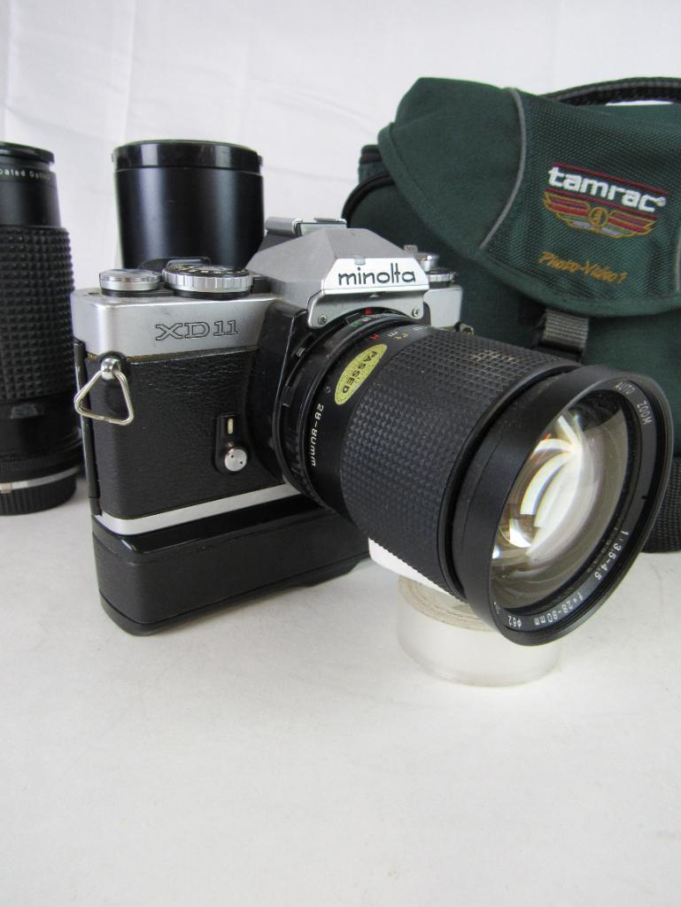 Minolta XD-11 35 mm Camea w/ 3 Lenses