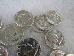 1963 Franklin Silver Half Dollars Unc. Group $10 Face Value