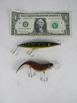 (2) Vintage Heddon Fishing Lures- Cousin II, Dying Quiver