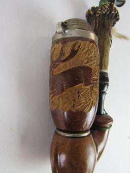Vintage Elsi Bruyere Carved German Style Smoking Pipe with Stag