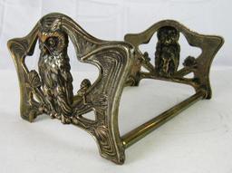 Antique Art Nouveau Brass Expanding Owl Bookends